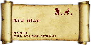 Máté Alpár névjegykártya